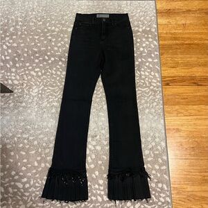 Black Beaded Hem Women's Jeans
